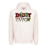 Pale Pink Daddy Claus Santa Christmas lights and holly Premium Hoodie - NancyCooperArtShop