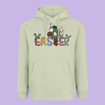 Cross Rabbit Easter Gnomes Heavyweight Hoodie Designed By Jasminsmagicworld