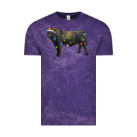 Cloud Purple christmas black angus bull with christmas lights Vintage Tee - RanaPortraitStore