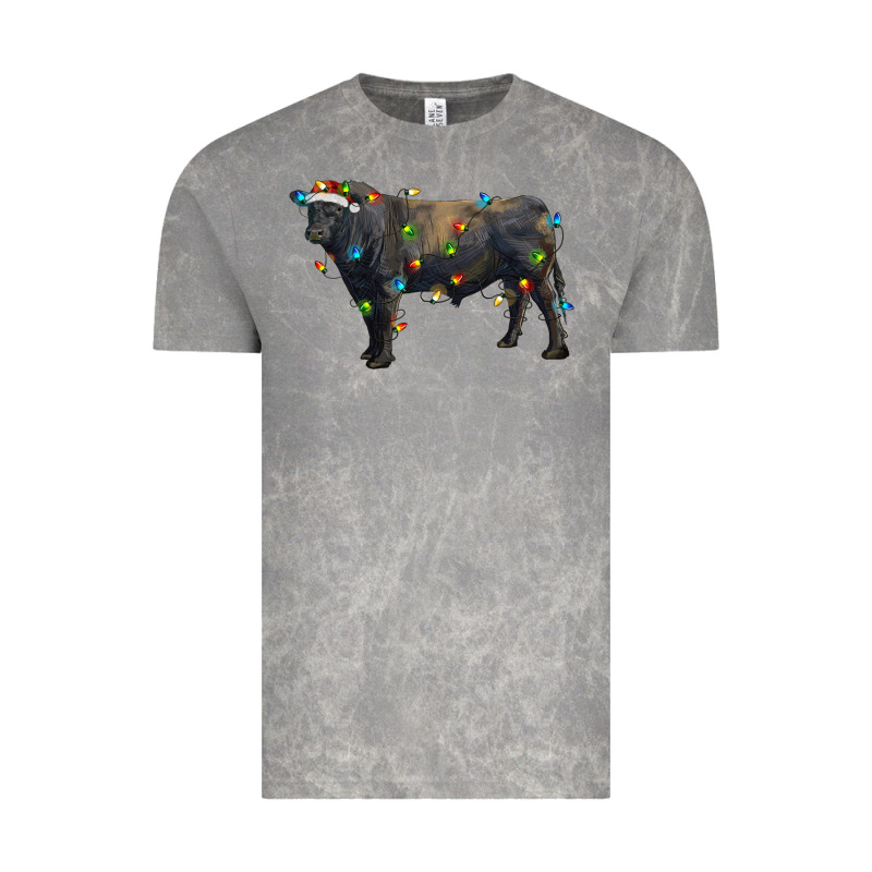 Christmas Black Angus Bull With Christmas Lights Vintage Tee by RanaPortraitStore | Teevron