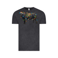 Vintage Black christmas black angus bull with christmas lights Vintage Tee - RanaPortraitStore