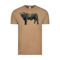 Vintage Coffee christmas black angus bull with christmas lights Vintage Tee - RanaPortraitStore