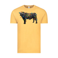 Vintage Mustard christmas black angus bull with christmas lights Vintage Tee - RanaPortraitStore