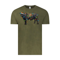 Vintage Olive christmas black angus bull with christmas lights Vintage Tee - RanaPortraitStore