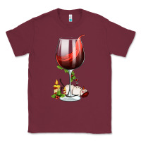 Burgundy christmas wine glass Classic Tee - FaDigitalArtStudio