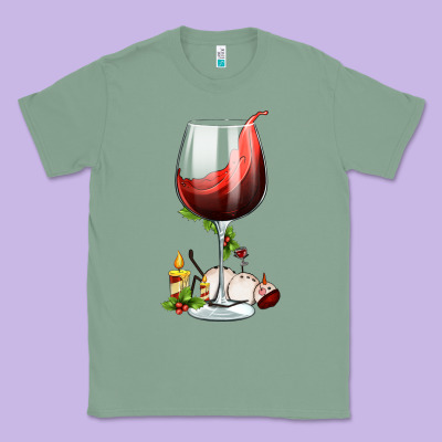 Christmas Wine Glass Classic Tee Designed By Fadigitalartstudio