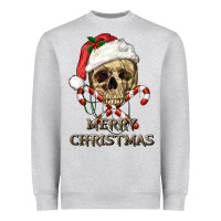 Heather Grey merry christmas skull Heavyweight Sweatshirt - RanaPortraitStore