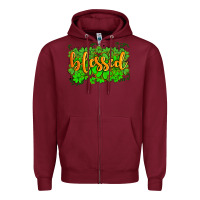 Burgundy blessed with  shamrocks Zipper Hoodie - AdoDesignShop