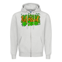 Dove Grey blessed with  shamrocks Zipper Hoodie - AdoDesignShop