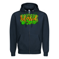 Navy blessed with  shamrocks Zipper Hoodie - AdoDesignShop