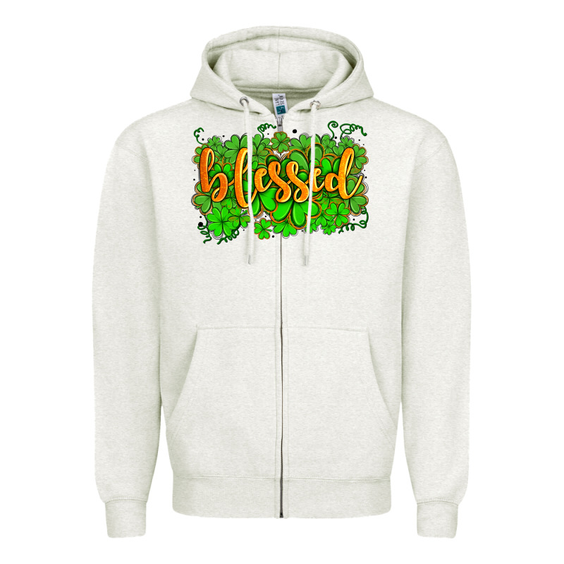 Blessed With  Shamrocks Zipper Hoodie by AdoDesignShop | Teevron