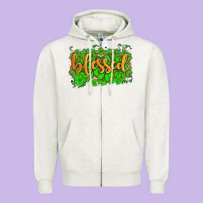 Blessed With  Shamrocks Zipper Hoodie Designed By Adodesignshop
