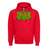 Red blessed with  shamrocks Zipper Hoodie - AdoDesignShop