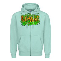 Seafoam blessed with  shamrocks Zipper Hoodie - AdoDesignShop