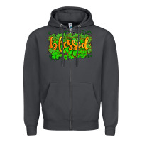 Smoke blessed with  shamrocks Zipper Hoodie - AdoDesignShop