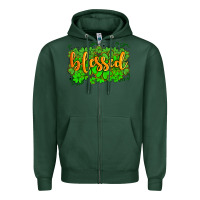 Sports Green blessed with  shamrocks Zipper Hoodie - AdoDesignShop
