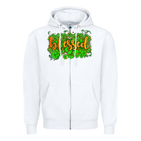 White blessed with  shamrocks Zipper Hoodie - AdoDesignShop