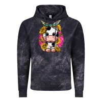 Cloud Black cut cow with sunflower and leopard  pink Vintage Hoodie - texasbilliewilder