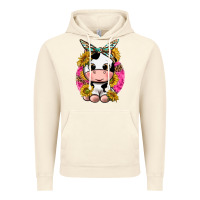Vintage Artic cut cow with sunflower and leopard  pink Vintage Hoodie - texasbilliewilder