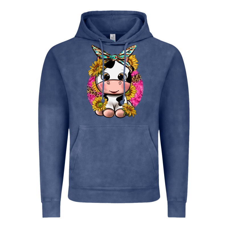 Cut Cow With Sunflower And Leopard  Pink Vintage Hoodie by texasbilliewilder | Teevron