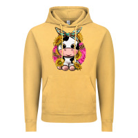 Vintage Mustard cut cow with sunflower and leopard  pink Vintage Hoodie - texasbilliewilder