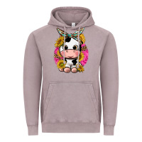 Vintage Zinc cut cow with sunflower and leopard  pink Vintage Hoodie - texasbilliewilder