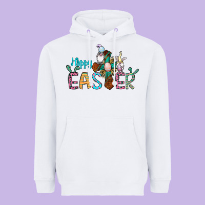 Cross Rabbit Gnomes Happy Easter Heavyweight Hoodie Designed By Jasminsmagicworld