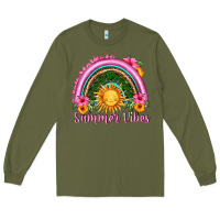 Army Green summer vibes  rainbow Long Sleeve Tee - HRA Design Shop