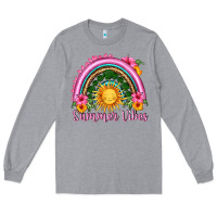 Heather Grey summer vibes  rainbow Long Sleeve Tee - HRA Design Shop