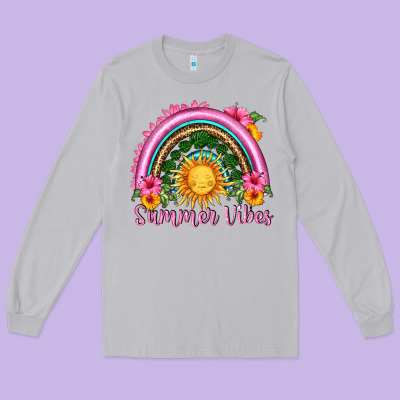 Summer Vibes  Rainbow Long Sleeve Tee Designed By Hra Design Shop