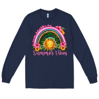 Navy summer vibes  rainbow Long Sleeve Tee - HRA Design Shop