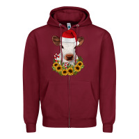 Burgundy calf sunflower christmas Zipper Hoodie - JahusDesignShop