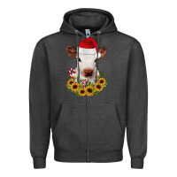 Charcoal Heather calf sunflower christmas Zipper Hoodie - JahusDesignShop