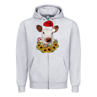 Calf Sunflower Christmas Zipper Hoodie | Teevron