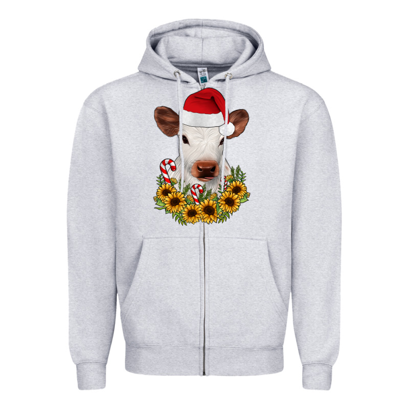 Calf Sunflower Christmas Zipper Hoodie by JahusDesignShop | Teevron