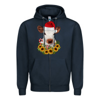 Navy calf sunflower christmas Zipper Hoodie - JahusDesignShop
