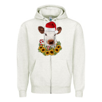 Oatmeal Heather calf sunflower christmas Zipper Hoodie - JahusDesignShop