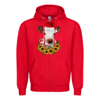 Red calf sunflower christmas Zipper Hoodie - JahusDesignShop