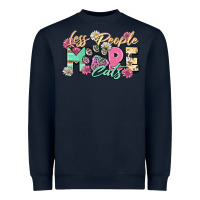 Navy less people more cats Heavyweight Sweatshirt - Zillion Design Studio