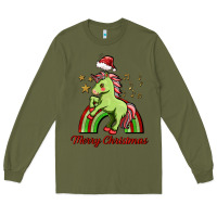 Army Green merry christmas unicorn Long Sleeve Tee - FaDigitalArtStudio
