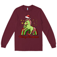 Burgundy merry christmas unicorn Long Sleeve Tee - FaDigitalArtStudio