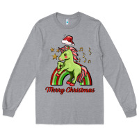 Heather Grey merry christmas unicorn Long Sleeve Tee - FaDigitalArtStudio