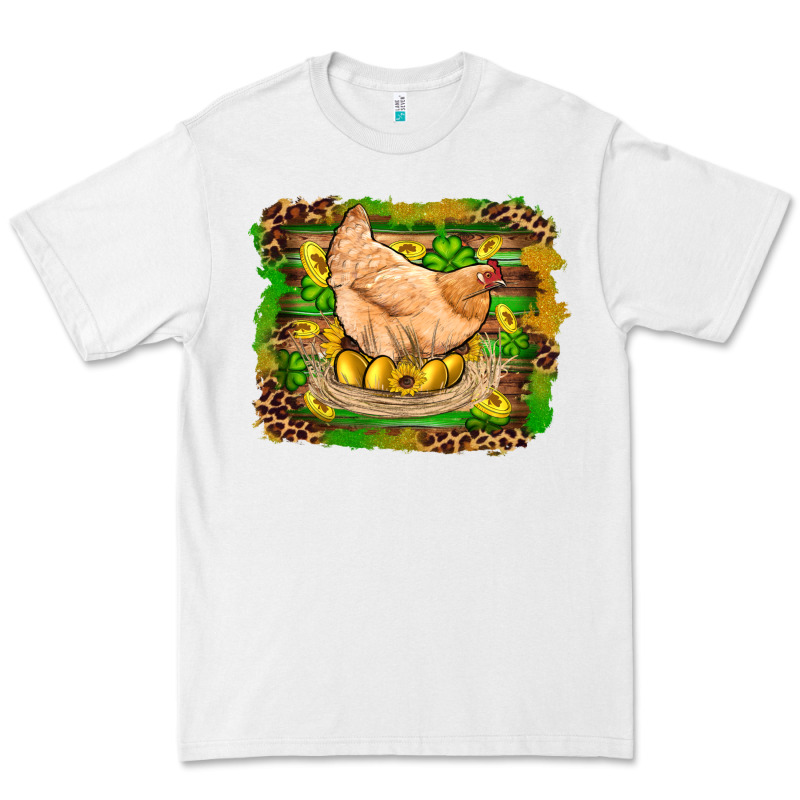 St Patricks Day Farm Chicken Gold Eggs Leopard Serape Glitter Premium Tee by Artiststas | Teevron