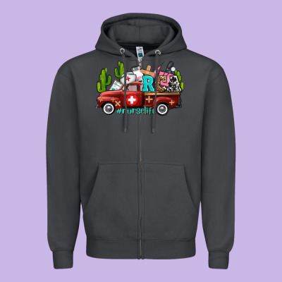Rca Nurse Truck With Cactus Zipper Hoodie Designed By Adodesignshop