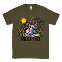 Army Green hello summer Classic Tee - CowhideDigitalArt
