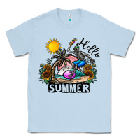 Dusty Blue hello summer Classic Tee - CowhideDigitalArt
