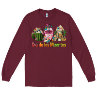 Burgundy mexican día de los muertos coffee cups Long Sleeve Tee - FaDigitalArtStudio