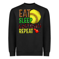Black eat sleep softball repeat Heavyweight Sweatshirt - texasbilliewilder