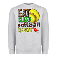 Heather Grey eat sleep softball repeat Heavyweight Sweatshirt - texasbilliewilder