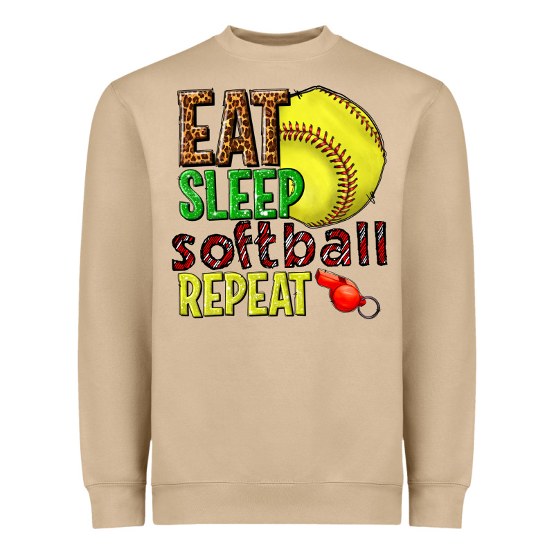Eat Sleep Softball Repeat Heavyweight Sweatshirt by texasbilliewilder | Teevron
